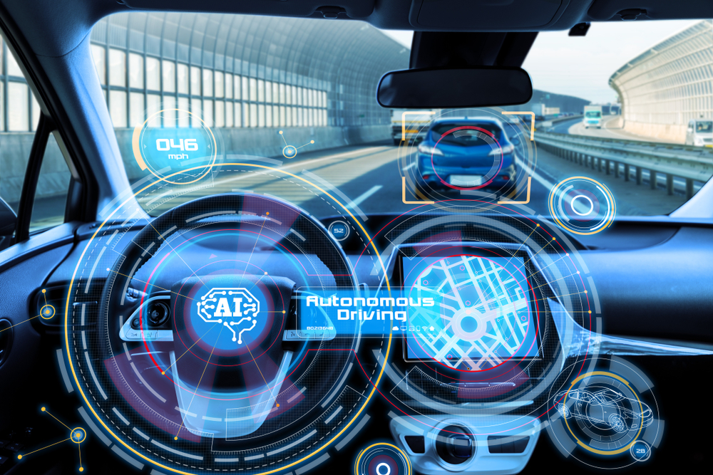 Digital interface in a self-driving car, highlighting advanced AI systems