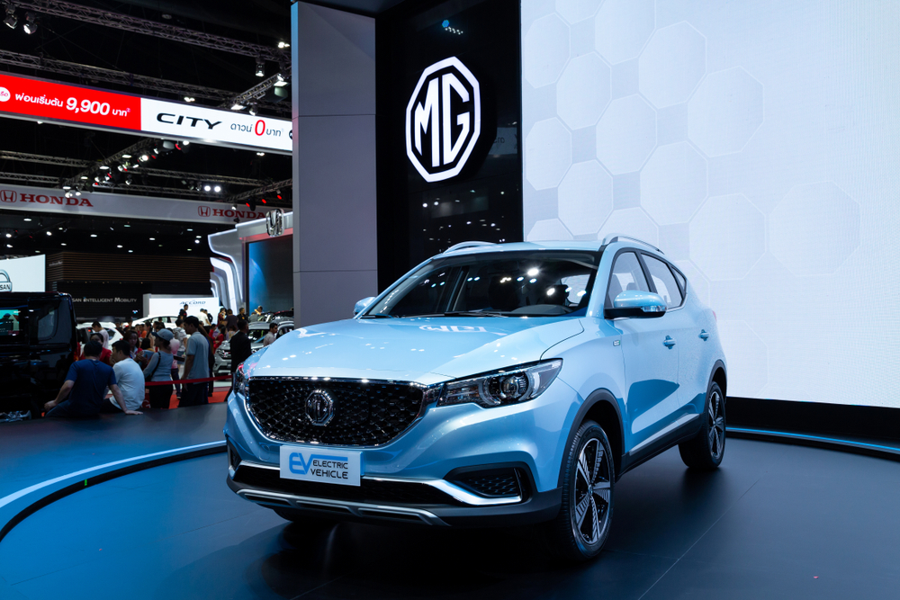 MG Electric Car on display at Motor Show. Top selling EV