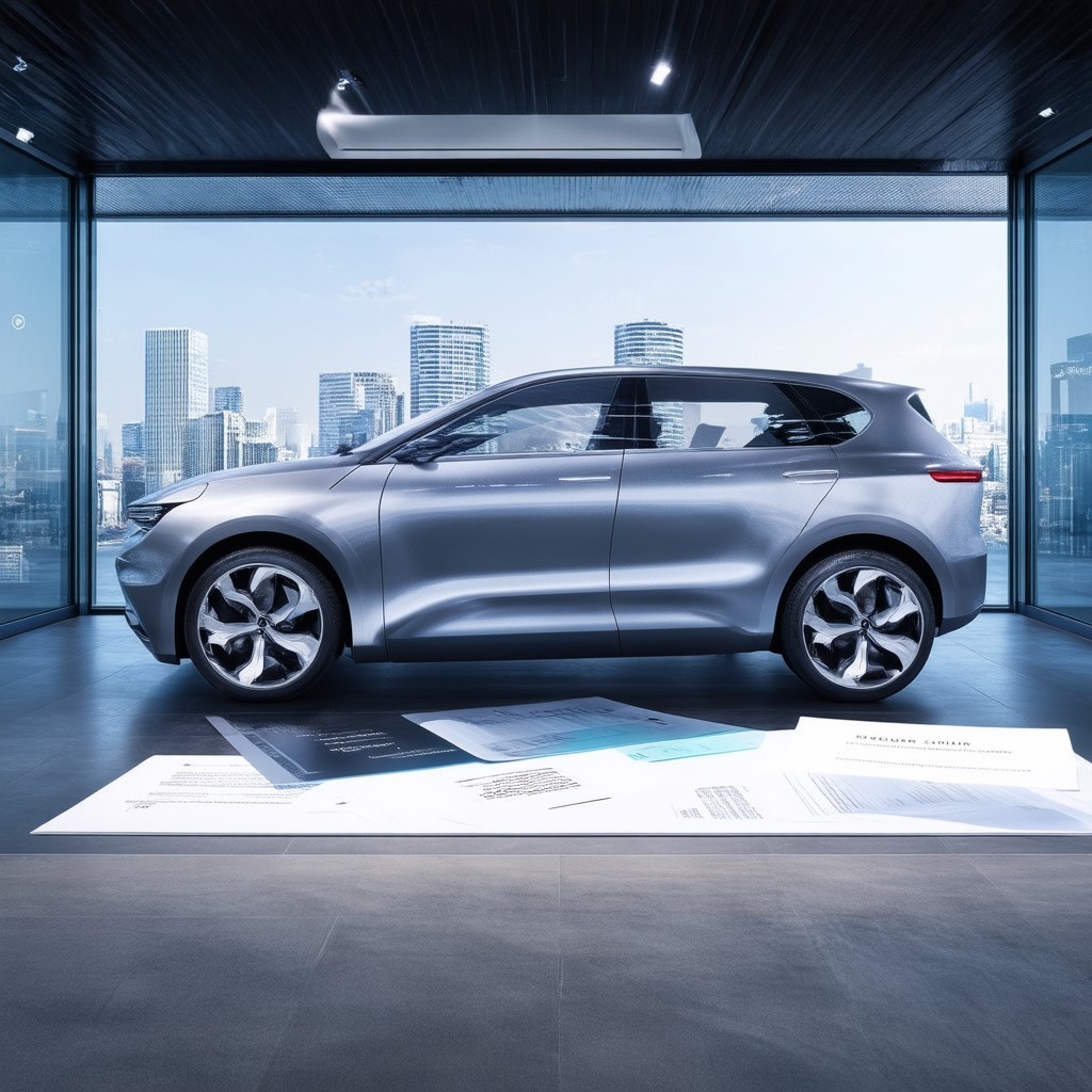 Modern car leasing concept with sleek vehicle and financial documents - what is personal contract hire (PCH)