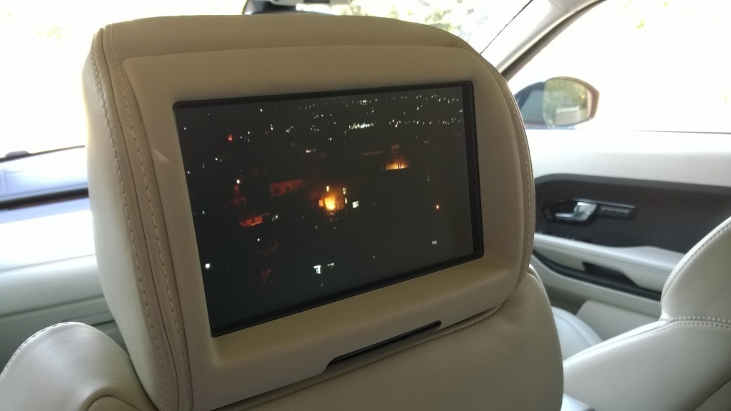 Rear passenger entertainment screen in the Evoque