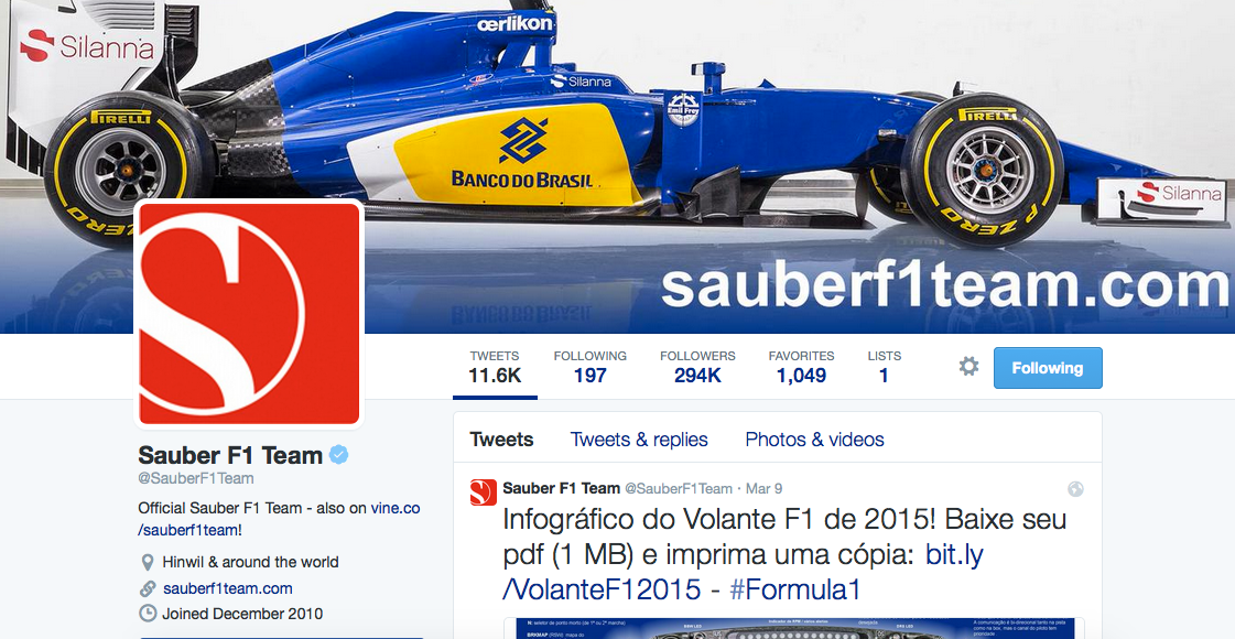Formula 1: Team and Driver Twitter Accounts