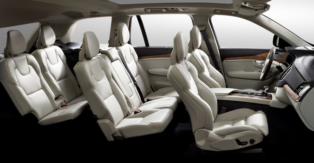 Car interior with seven seats